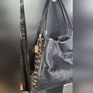Coach Madison Phoebe Black & White Python Leather shoulder bag